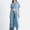 Vestido de camisa con pliegues en la cintura