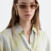 Vestido de camisa con pliegues en la cintura