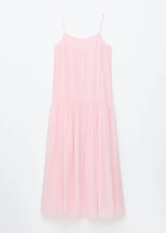 Vestido largo con corpiño plisado