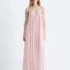 Vestido largo con tirantes bordados