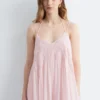 Vestido largo con tirantes bordados