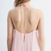 Vestido largo con tirantes bordados