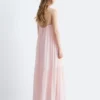 Vestido largo con tirantes bordados