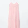 Vestido largo con tirantes bordados