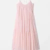 Vestido largo con tirantes bordados