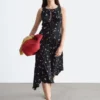 Vestido largo de seda con estampado floral