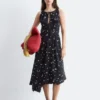 Vestido largo de seda con estampado floral