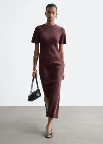 Vestido largo de viscosa con estampado de cachemira