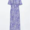 Vestido largo de viscosa con estampado de cachemira