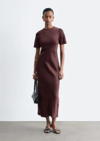 Vestido largo de viscosa con estampado de cachemira
