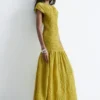 Vestido largo fruncido