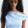 Vestido midi asimétrico con estampado de cachemira