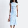Vestido midi asimétrico con estampado de cachemira