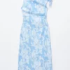 Vestido midi asimétrico con estampado de cachemira