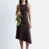 Vestido midi asimétrico con fruncidos