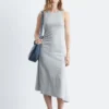 Vestido midi asimétrico con fruncidos