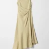 Vestido midi asimétrico con nudo cruzado