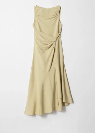 Vestido midi asimétrico con nudo cruzado