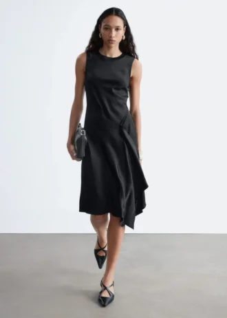 Vestido midi asimétrico de satén