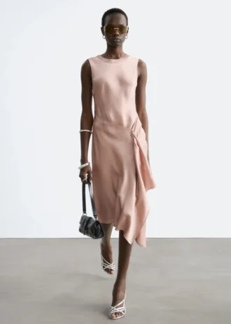 Vestido midi asimétrico de satén