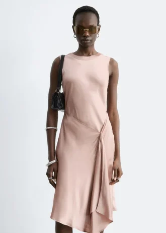 Vestido midi asimétrico de satén