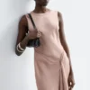 Vestido midi asimétrico de satén