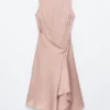 Vestido midi asimétrico de satén