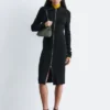 Vestido midi con cremallera frontal y tejido acanalado