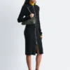 Vestido midi con cremallera frontal y tejido acanalado