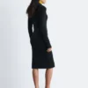 Vestido midi con cremallera frontal y tejido acanalado