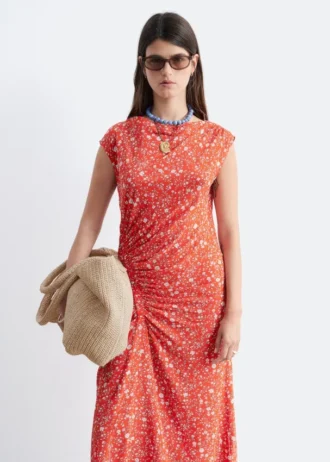 Vestido midi con cuello barco