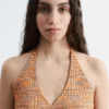 Vestido midi con cuello halter y estampado Spacedye