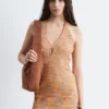 Vestido midi con cuello halter y estampado Spacedye