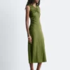 Vestido midi con escote en forma de ojo de cerradura y fruncidos