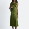 Vestido midi con escote en forma de ojo de cerradura y fruncidos