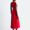 Vestido midi con escote en forma de ojo de cerradura y fruncidos