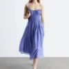 Vestido midi con fruncidos