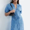 Vestido midi con lazo en la cintura