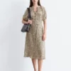 Vestido midi con lazo en la cintura