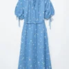 Vestido midi con lazo en la cintura