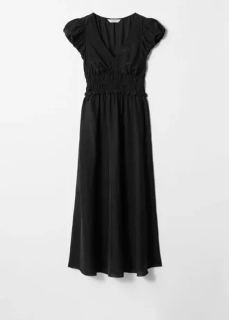 Vestido midi con mangas abullonadas