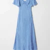 Vestido midi con mangas con volantes