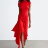Vestido midi cruzado por delante