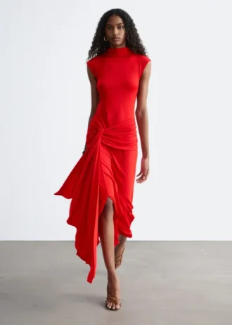 Vestido midi cruzado por delante