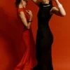 Vestido midi cruzado por delante