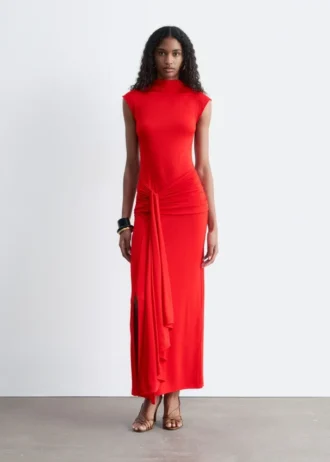 Vestido midi cruzado por delante