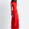 Vestido midi cruzado por delante