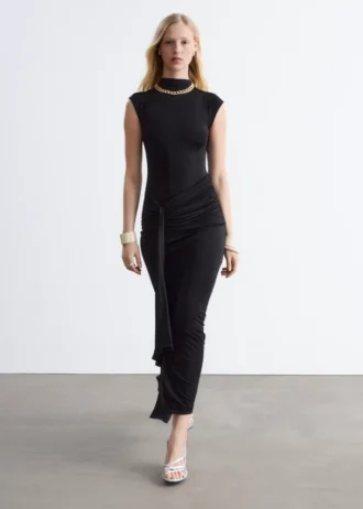 Vestido midi cruzado por delante