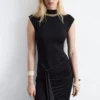 Vestido midi cruzado por delante