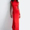 Vestido midi cruzado por delante